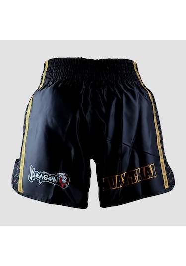 Dragondo Mt2025 Ifma Logolu Muaythai Şortu Baskılı Muay Thai Şortu Siyah