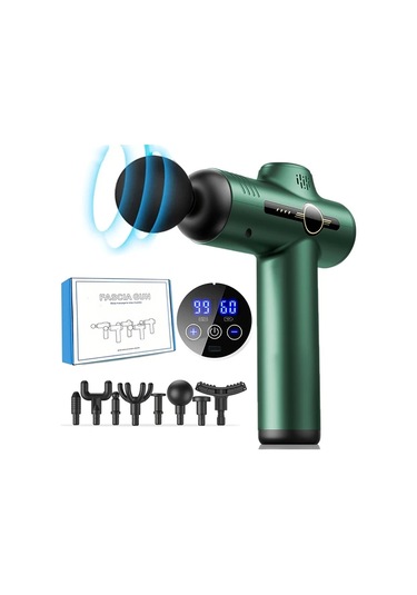 Challenger Yeşil Kutu İle 99 Dişli Masaj Tabancası Fasya Kas Gevşetme Yüksek Frekanslı Elektrikli Masaj Aleti 8 Başlık Yeşil