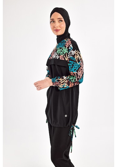 Spor Likra Tam Kapalı Tesettür Mayo 1207 Siyah08 Siyah08