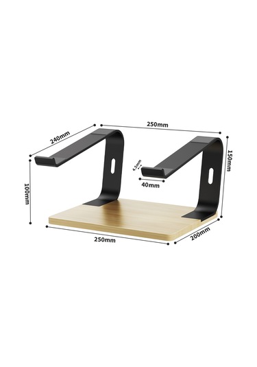 G1 Masaüstü Dizüstü Standı Alüminyum Alaşım + Ahşap Dizüstü Bilgisayar Isı Dağıtımı Yükseltme Braketi - Siyah