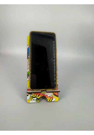 Ahşap Telefon Tutucu Masaüstü Cep Telefonu Standı - Chainsaw Man Denji Makima Hızlı Şarj Çok Renkli