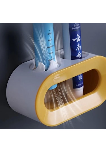 Sarı Elektrikli Diş Fırçası Tutucu Çift Delikli Kendinden Yapışkanlı Stand Rafı Duvara Monte Tutucu Depolama Alanı Tasarruflu Banyo Aksesuarları Sarı