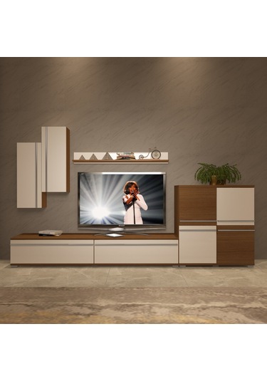 Decoraktiv Eko 6 Mdf Std Tv Ünitesi Tv Sehpası - Ceviz Beyaz Ahşap - Beyaz