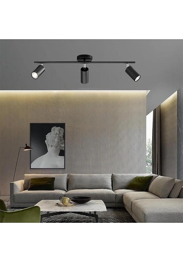 Rsylight Retro Metal Siyah 3 Lü 180 Derece Hareketli Led Spot Avize Günışığı Ampullü Siyah