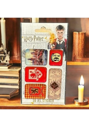 Harry Potter Kabartmalı Jel Damla Sticker 5li Set Çağulcu Haritası Çok Renkli