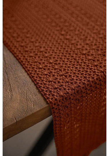 Pamuk Dantel Runner 35x145 Cm Masa Örtüsü Kiremit