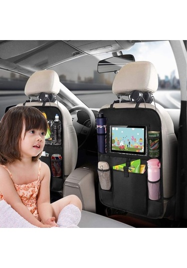 Novahub 2'li Katlanabilir Araç Koltuğu Koruyucu - Çocuklar İçin Saklama Cepleri Ve Tablet Tutucu - Premium 600d Kumaş, Siyah/