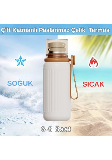 Çift Katmanlı Paslanmaz Çelik Termos 500 Ml Beyaz