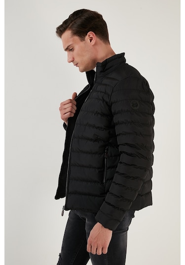 Buratti Dik Yaka Fermuarlı Cepli Slim Fit Şişme Erkek Mont 649002 Siyah