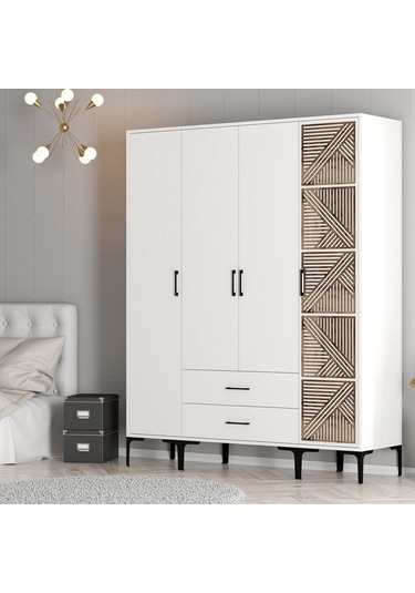 Variant Kumsal 4 Kapılı Stp Gardrop - Beyaz / Beyaz