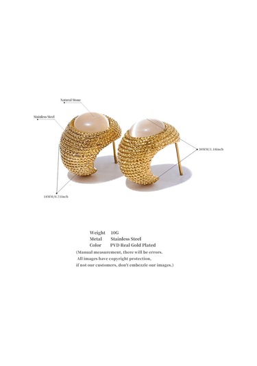 Yeşil Eetit Vintage Yeşil Mavi Beyaz Kedi Gözü Taş Paslanmaz Çelik C Şekli Geometrik Moda Küpe Altın Renk Moda Takı Hediye Çok Renkli