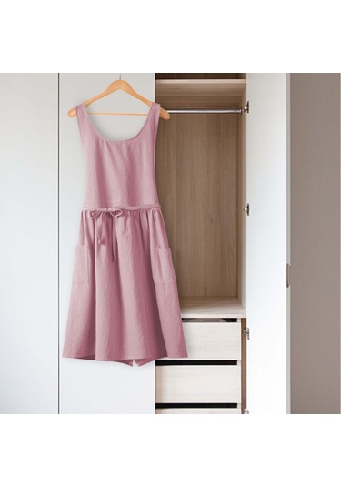 Homyl Pamuklu Mutfak Önlüğü Şef Makinede Yıkanabilir Kolsuz Pembe