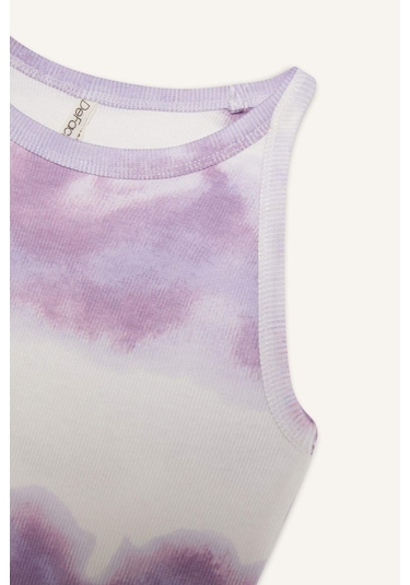 DeFacto Kız Çocuk Batik Desenli Fitilli Kaşkorse Kolsuz Yazlık Elbise B4489A825SMPR67