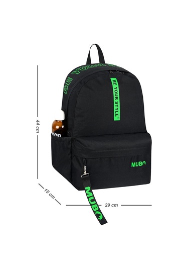 Geniş Hacimli Günlük Ve Okul Kullanımına Uygun Unisex Siyah Yeşil Sırt Çantası Pwcnt005 Siyah Yeşil