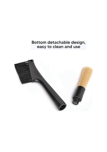 Metabagua 2 Paket Kahve Makinesi Temizleme Fırçası, Çıkarılabilir Çift Toz Alma Espresso Öğütücü Fırça Aksesuarları 9f4wcv Siyah