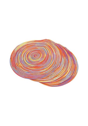 Ulzyvf Yuvarlak Yemek Set Renkli Renkli Paspaslar Örtüsü Örgülü Mutfak Masası Çok 6'lı Vh Çok Renkli