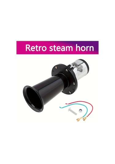 Xuweiwei Arabalar İçin 12v Vintage Buhar Kornası Siyah 110db Klasik Retro Stil Eski Araç Motosiklet Kamyon Modifikasyon Aksesuarı Steampunk Tasarım