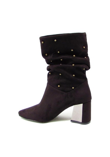 Kanuga Rjb7481 Siyah Süet Kadın Sivri Burun Araboy Çizme Siyah Süet Siyah