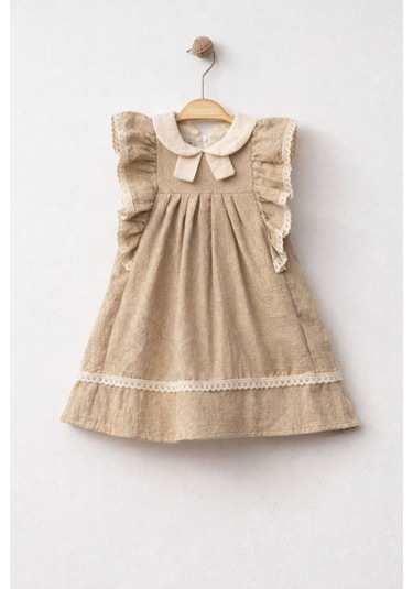 Baby Corner Bebe Yaka Kız Bebek Elbise Kahverengi