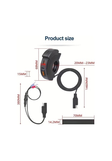 Boatshop1 Hyd01 12v Motosiklet Usb Hızlı Şarj Cihazı C Tip Telefon Portu Soket Adaptörü