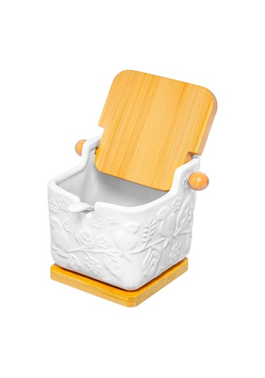 Elan Gallery 300 Ml Dökme Ürünler İçin Dal Üzerinde Kuşlar Kavanozu 391644755 Beyaz