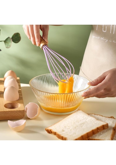 Koyu Yeşil Ahşap Saplı Renkli El Silikon Çırpma Manuel Sıvı Çırpma Çubuğu Krem Çırpıcı Mutfak Ev Aracı