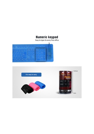 Carrier 108 Tuş Usb Silikon Esnek Katlanabilir Klavye Siyah