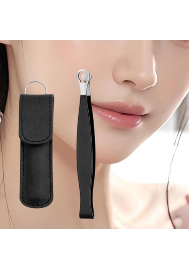 Homyl Burun Kılı Düzeltme Cımbızı, Yuvarlak Uçlu Cımbız Keseli Siyah