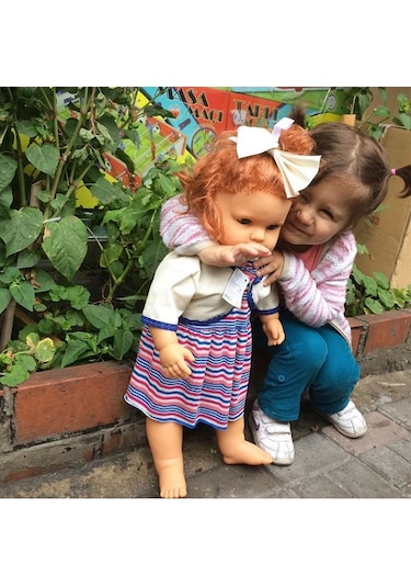 Mira Büyük Boy Türkçe Konuşan Et Bebek Elbiseli 60 Cm Videolu Beyaz-Saçlı Etbebek