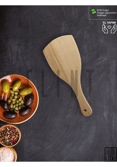 Gürgen Ağacı El Yapımı Tahta Ahşap Servis Spatula Çevirgeç 23cm