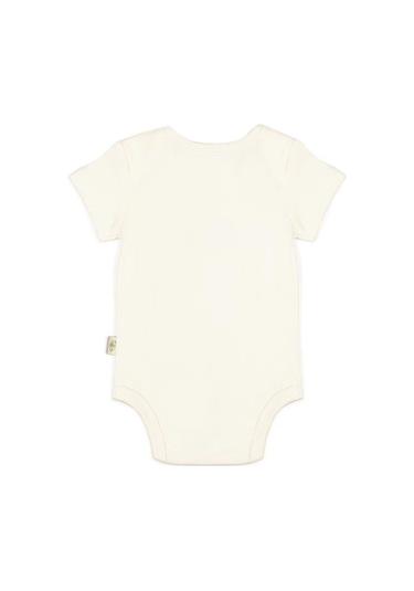 Bebek 3lü Kısa Kollu Badi Kutulu Set %100 Organik Pamuk, Bebek Ve Yenidoğan Serisi - Csy5763 Ekru - Yeşil