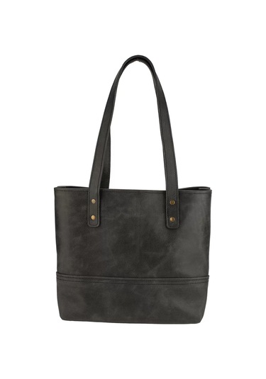 İsme Özel Tote Bag El Omuz Çantası - %100 Rainbow Deri - Ac03003 - Antrasit Antrasit