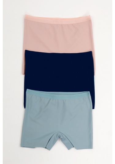Kadın Lazer Kesim Dikişsiz Kadın Boxer Külot 3'lü Paket Pudra 379292 R41 Pudra