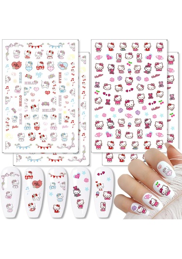 Sevimli Tırnak Sanatı Çıkartmaları, Karikatür Tırnak Çıkartmaları, 3d Kendinden Yapışkanlı Tırnak Sanatı Aksesuarları, Kadınlar İçin Sevimli Kedi Tırnak Çıkartmaları