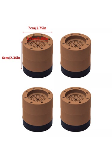 Tineke Beyaz Eşya Ayağı Çamaşır Makinesi Mobilya Titreşim Önleyici Kaydırmaz 6 Cm Yükseltici 4 Lü Kahverengi Kahverengi