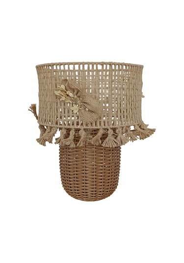 Cerna Kahverengi Rattan Abajur Kahverengi