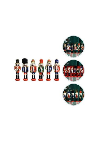 Kurşun Asker Ahşap Dekoratif Eşya 6lı Set 13cm Karışık Renk