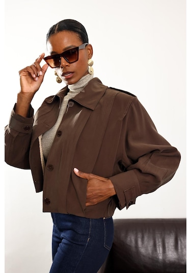 Kahverengi Piliseli Bomber Ceket Kahverengi