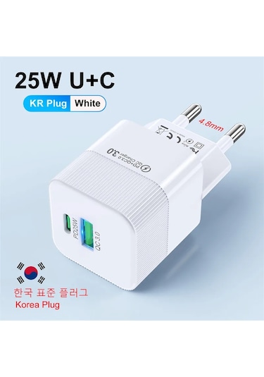 Uslıon 2 Port Pd 25w Mini Usb C Şarj Adaptörü İphone Uyumlu 15 Pro Max Xiaomi Hızlı Şarj Seyahat Fişi Abdiğer