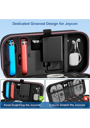 Nintendo Switch/oled İle Uyumlu Taşıma Çantası - Joycon Ve Ac Adaptörü İçin Uygun, Pembe