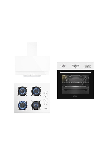 Afm Tech White Zirkon FM7301W-FM2201W-FM3301W  3'lü Cam Ankastre Set