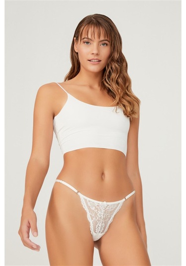 Önü Dantelli Tül Detaylı Kadın Tanga 6'lı Paket Külot Renkli-5 Çok Renkli