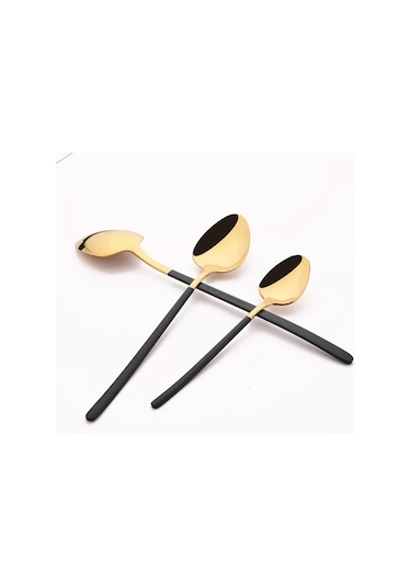 Novahub 6 Adet Mavi-altın 18/10 Paslanmaz Çelik Çay-kahve Kaşığı Seti 5.5 İnç Altın - Mavi