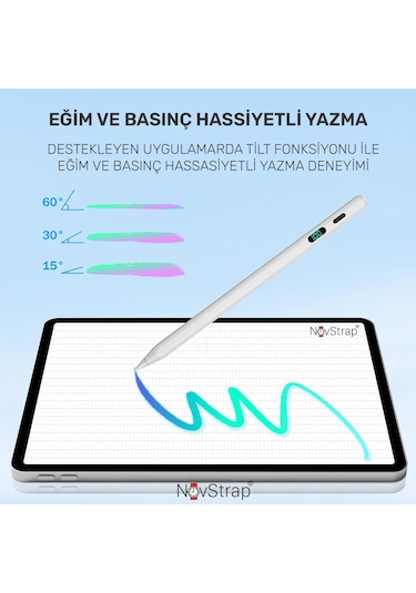 Novstrap İpad A16 11 Nesil 10. Nesil 10.9 İle Uyumlu Dokunmatik Tablet Kalemi Pen Dz915 Şarj Ekranlı Avuç İçi Reddi Stylus