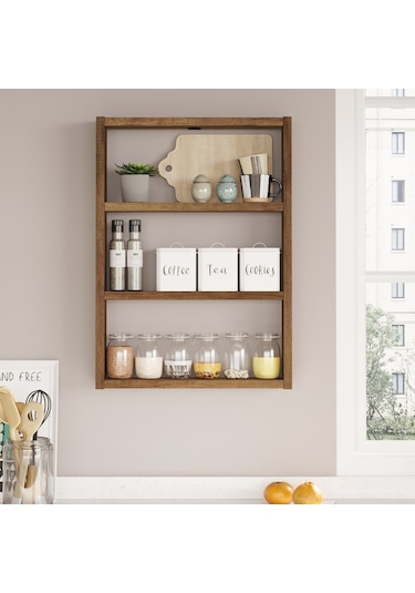 Yurudesign Pera 3'Lü Duvar Rafı Mutfak Banyo Rafı Barok Pr1-Br