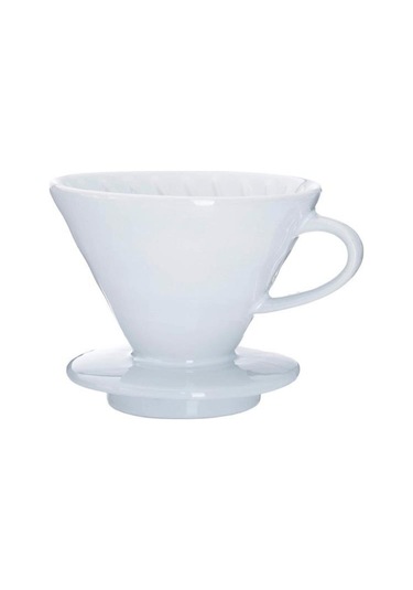 Güral Porselen Porselen V60 Filtre Kahve Demleme Fincanı Dripper Beyaz