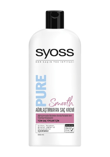 Syoss Pure Smooth Ağırlaştırmayan Saç Bakım Kremi 550 ML
