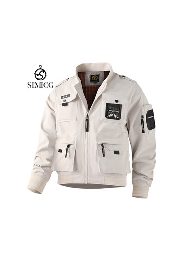 Su Geçirmez Kargo Çok Cepli Askeri Erkek Ceketi Sarı