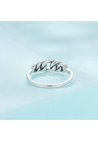 Scr891 Sterling Silver S925 Hollow Circle Chain Ring No.6 Çok Renkli