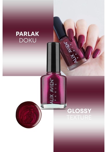 Alix Avien Sedefli Bordo Oje 33 Yüksek Pigmentli Uzun Süreli Kalıcılık Hızlı Kuruma Nail Lacquer 33